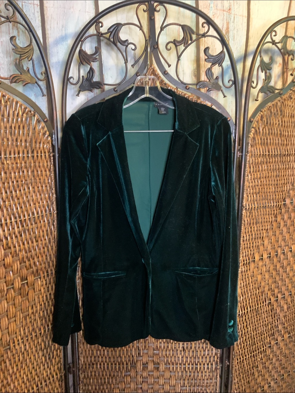 Tahari Dark Green Velvet Blazer Size M
